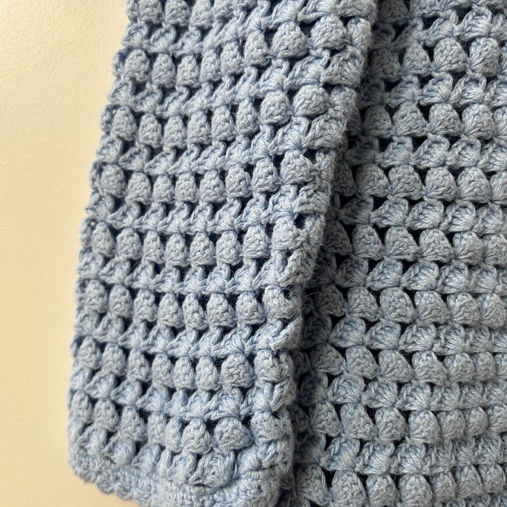 Vintage Casual Corner Baby Blue Crocheted. Coastal. Cottagecore. Y2K.  Festival - Picture 4 of 16